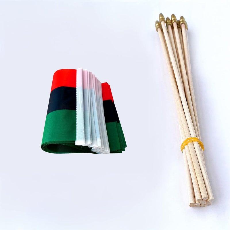 TSMD African Afro American Stick Flag Small Mini Hand Held Flags,5x8 Inch,12 Pack - Image 3